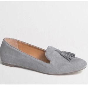J. Crew Cora Suede Light Gray Tassel Flats Size 9